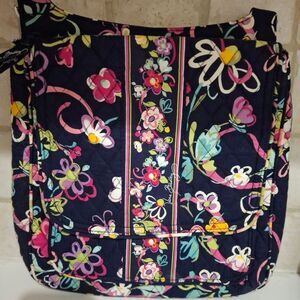 Vera Bradley Floral Butterfly Print Quilted Crossbody Mail Bag Purse Multicolor